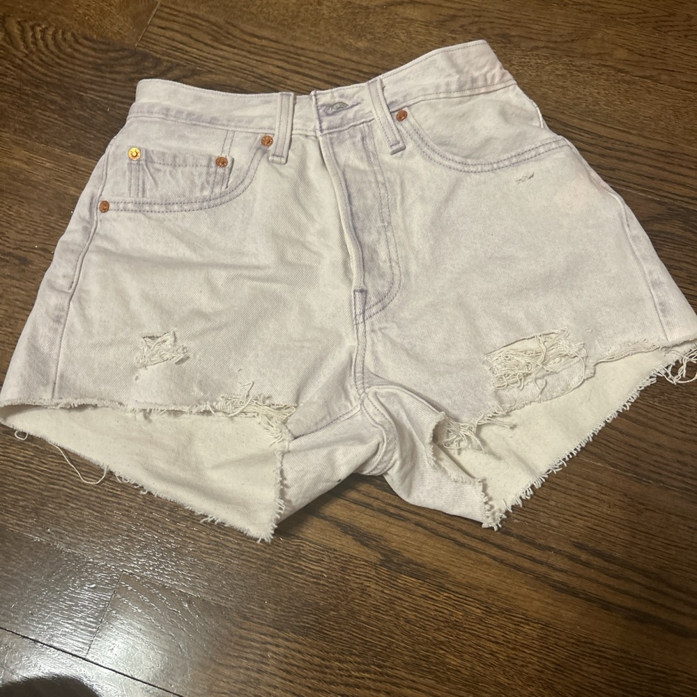 Levi 501 white Jean shorts.